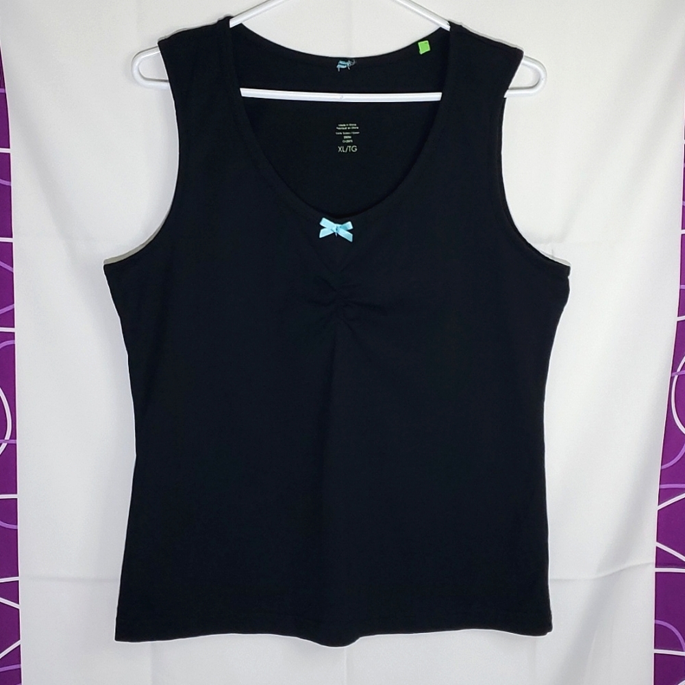 Black 100% Cotton Tank Top/Sleep Top - Size XLarge